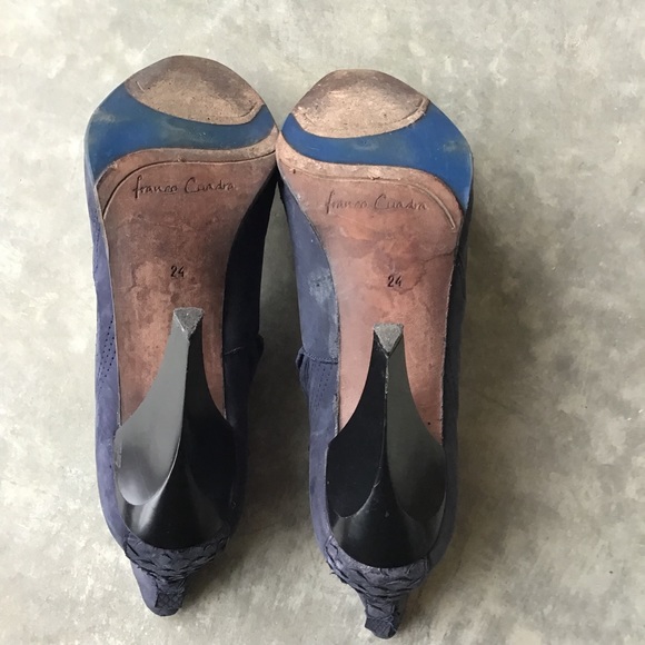 Franco Cuadra Blue Leather Short Heeled Boots - Picture 5 of 8